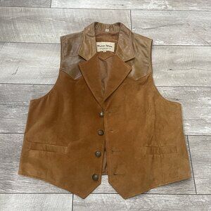 Western Cowboy Pioneer Wear Leather Classic Vest XL